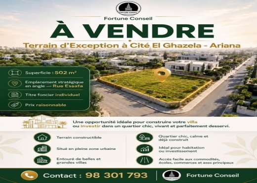 Terrain a vendre Cité el Ghazela
