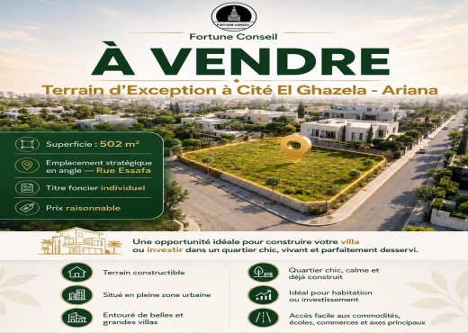 Terrain a vendre Cité el Ghazela